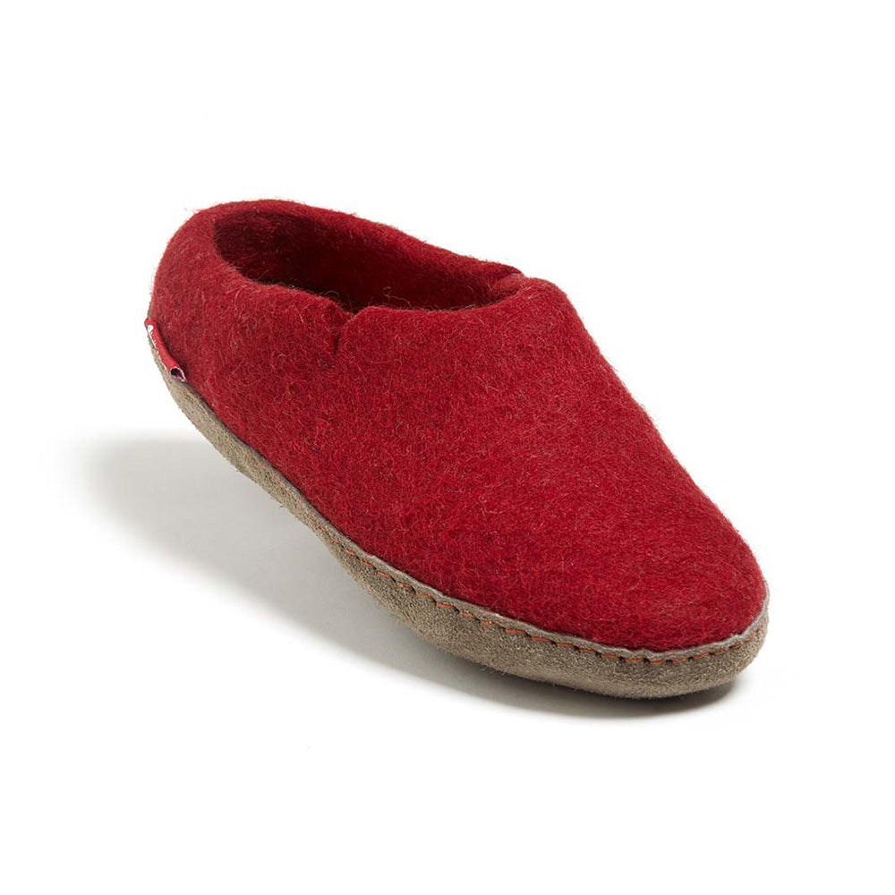 Classic Slipper - Solid Red with Leather