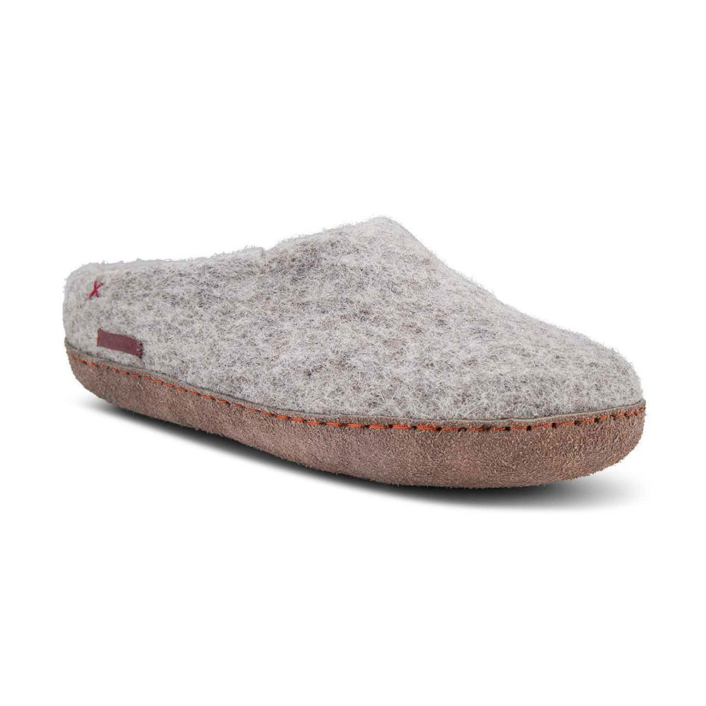 Classic Slipper - Grey with Leather