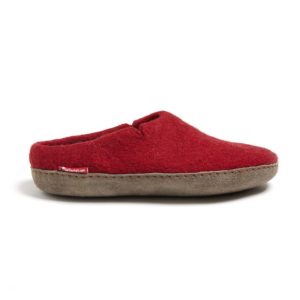 Classic Slipper - Solid Red with Leather